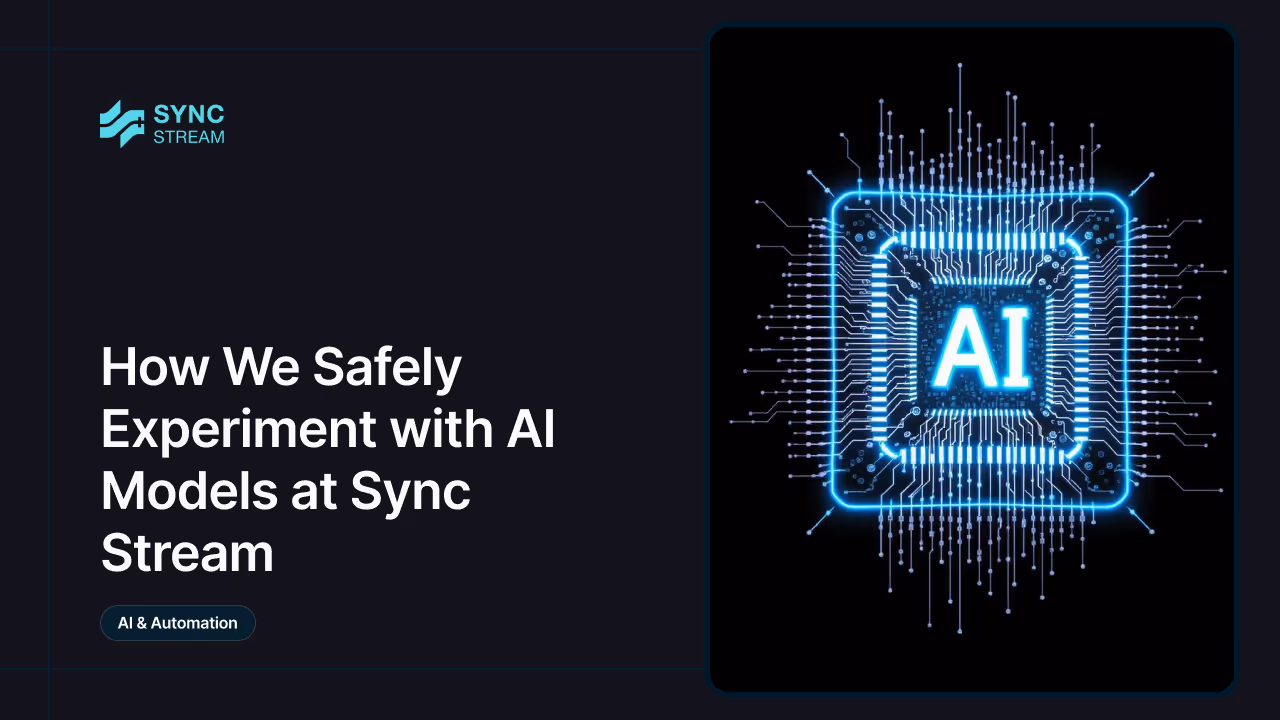 Flat design vector illustration of safe AI model experimentation on dark background