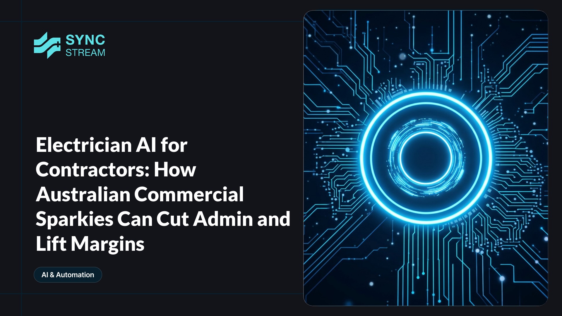 Diagram showing how electrician-specific AI tools connect to email, tender portals, job management, accounting, and cloud storage systems