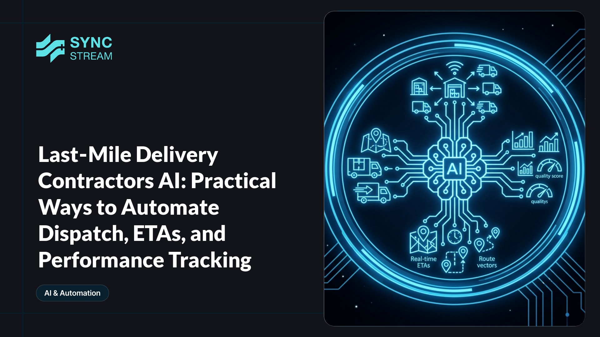 Diagram showing how AI connects job data, GPS, and traffic to optimise last-mile delivery decisions