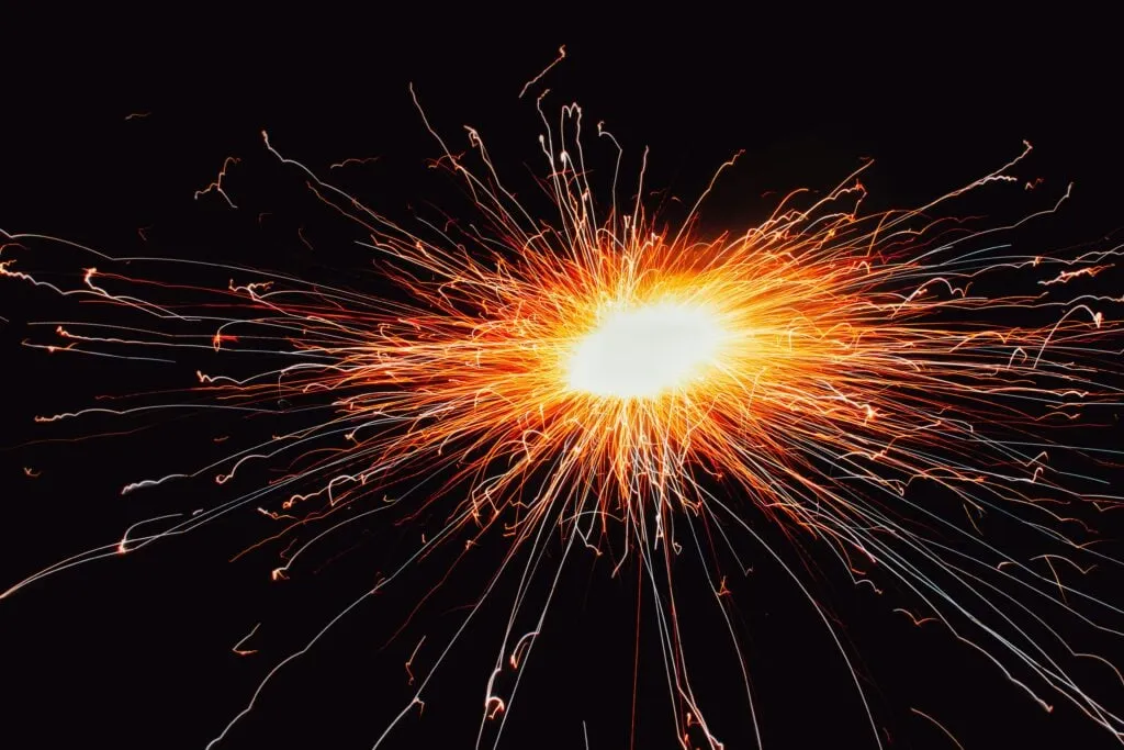 Firework-like light sparking from the core
