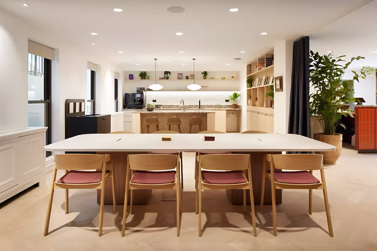 Bespoke rectangular breakout table with square bases 