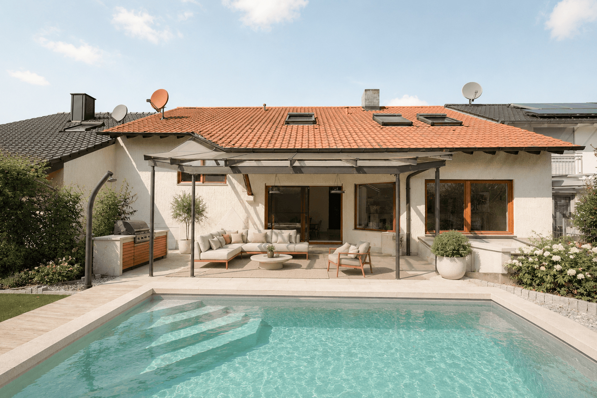 EINZIGARTIGES ARCHITEKTENHAUS | WOHNKOMFORT FÜR ANSPRUCHSVOLLE MIT POOL 