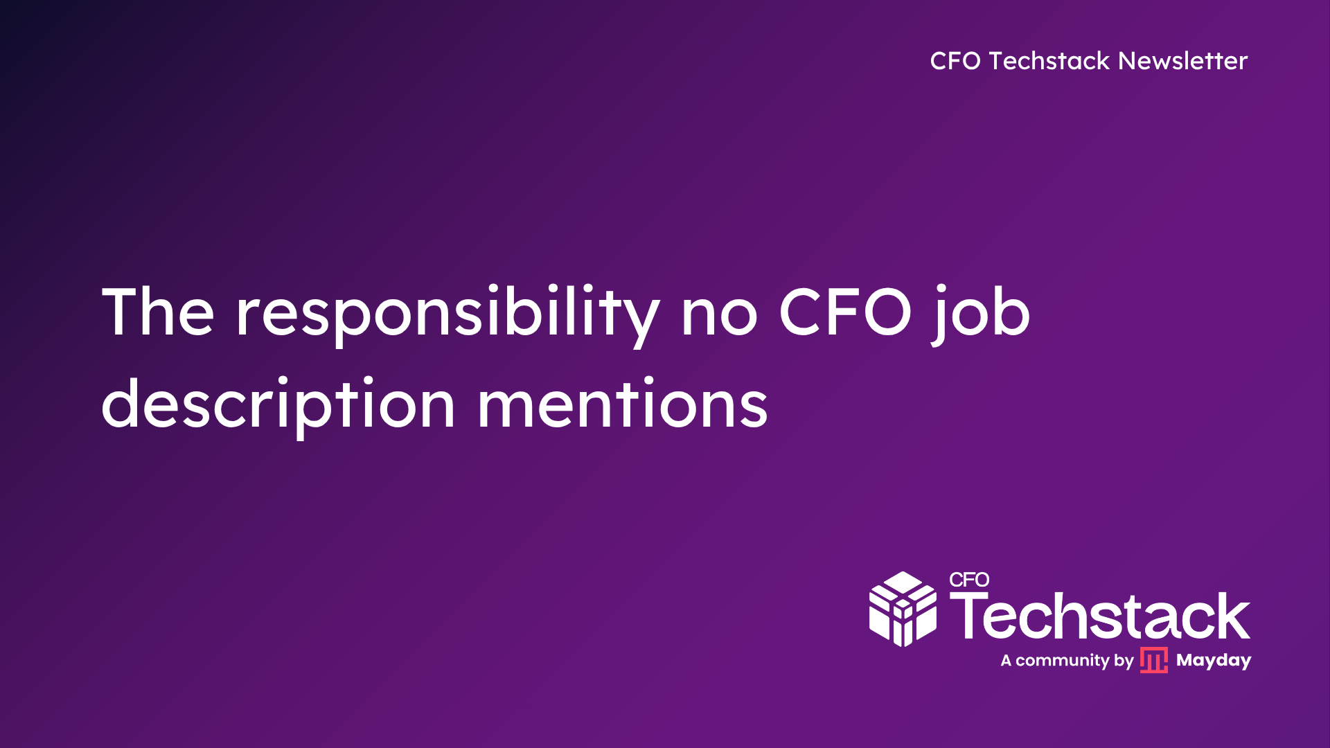 Issue 137: The responsibility no CFO job description mentions
