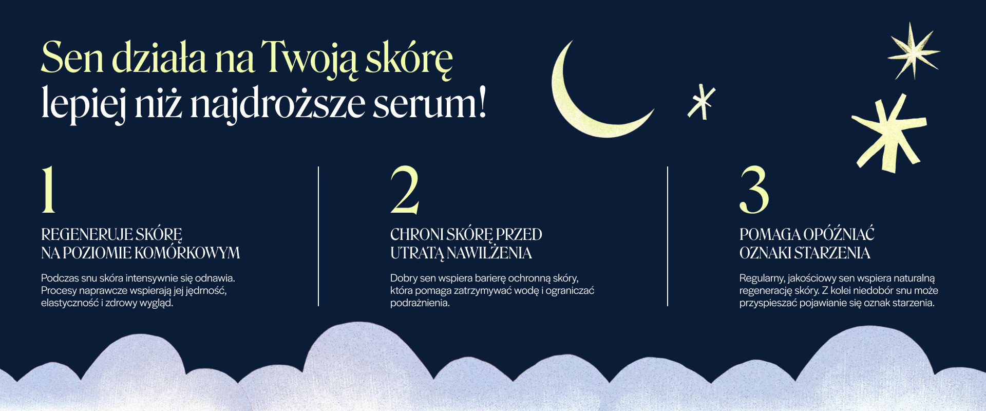 Sen działa na Twoją skórę lepiej niż najdroższe serum: regeneruje skórę, chroni przed utratą nawilżenia, pomaga opóźniać oznaki starzenia.