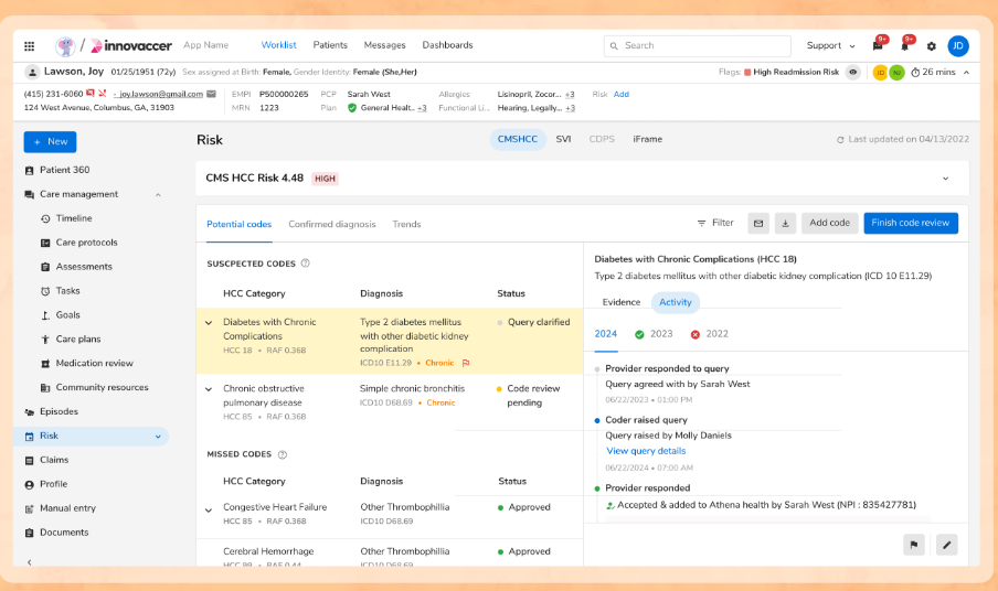 Innovaccer’s Risk Adjustment Solution