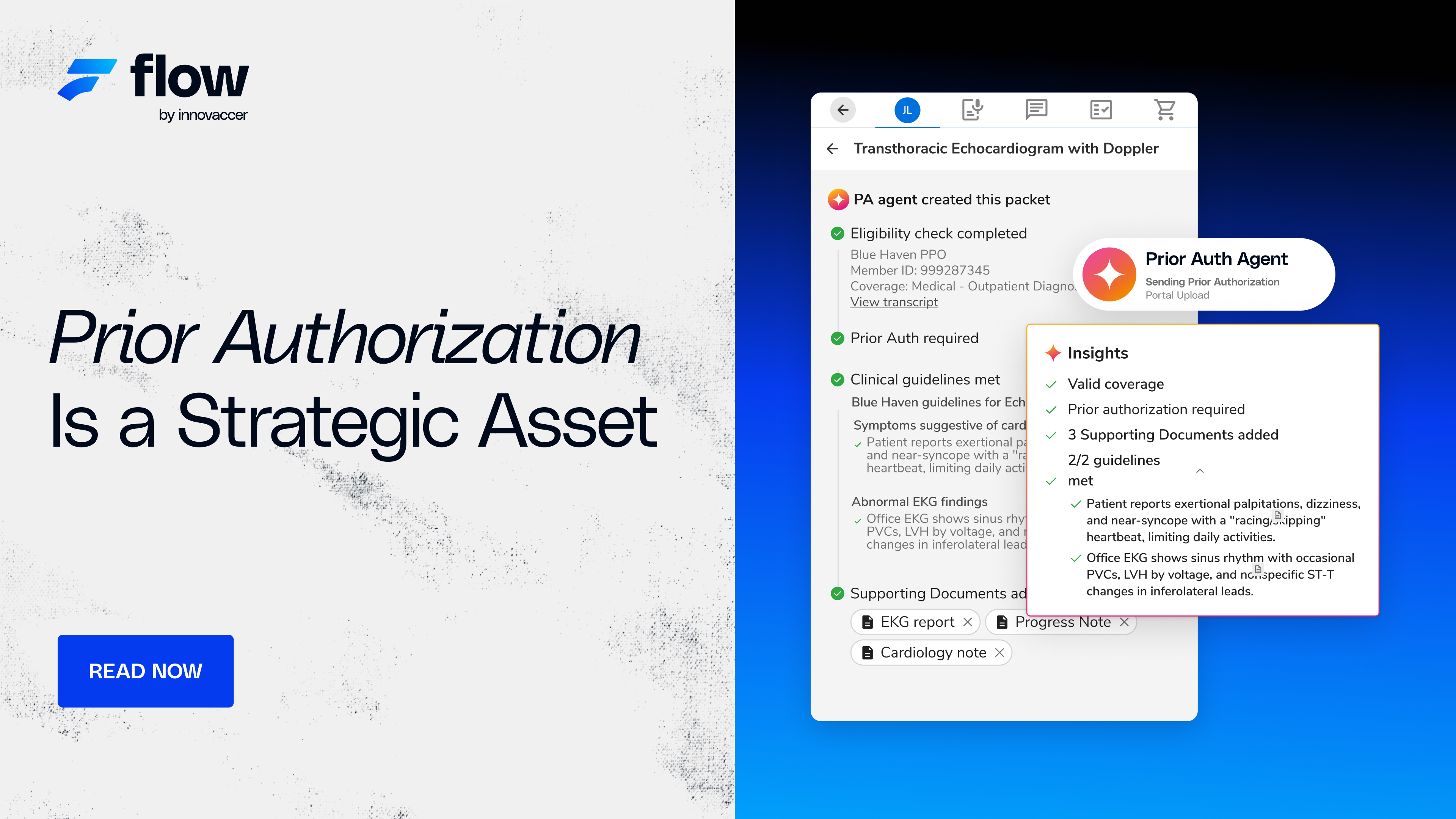 Innovaccer Flow platform automating the prior authorization process for healthcare providers.