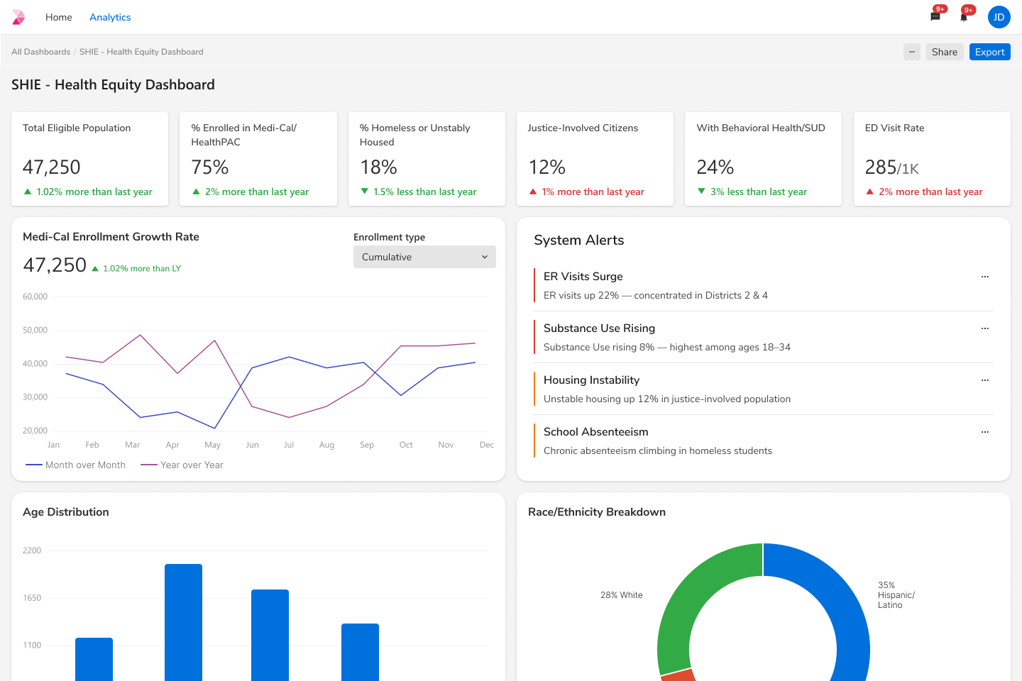 SHIE Health Equity Dashboard for Tracking Social Determinants at Scale