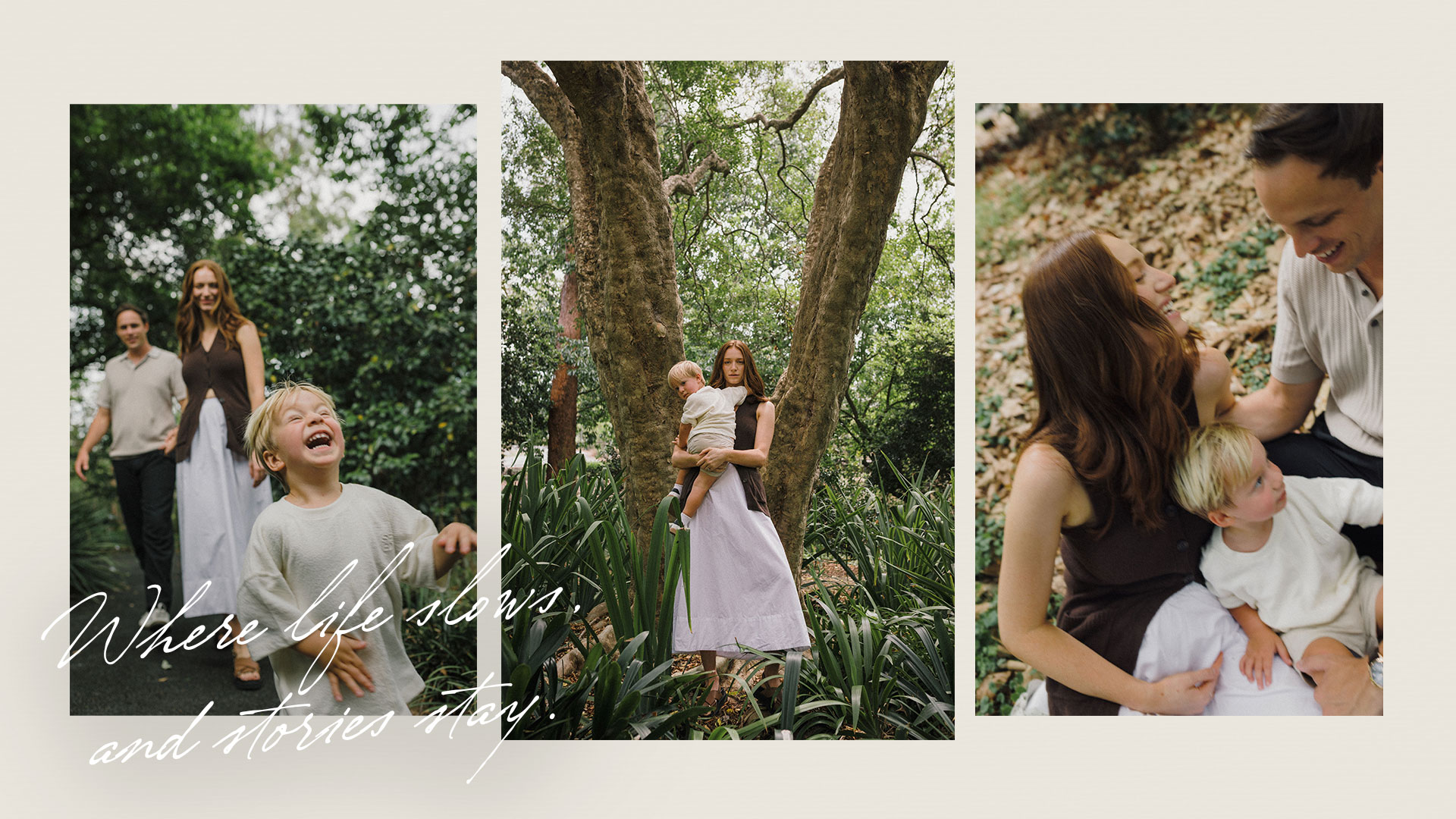 A series of photo of a beautiful family.