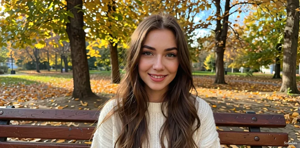 A beautiful girl sitting on a bench in the park