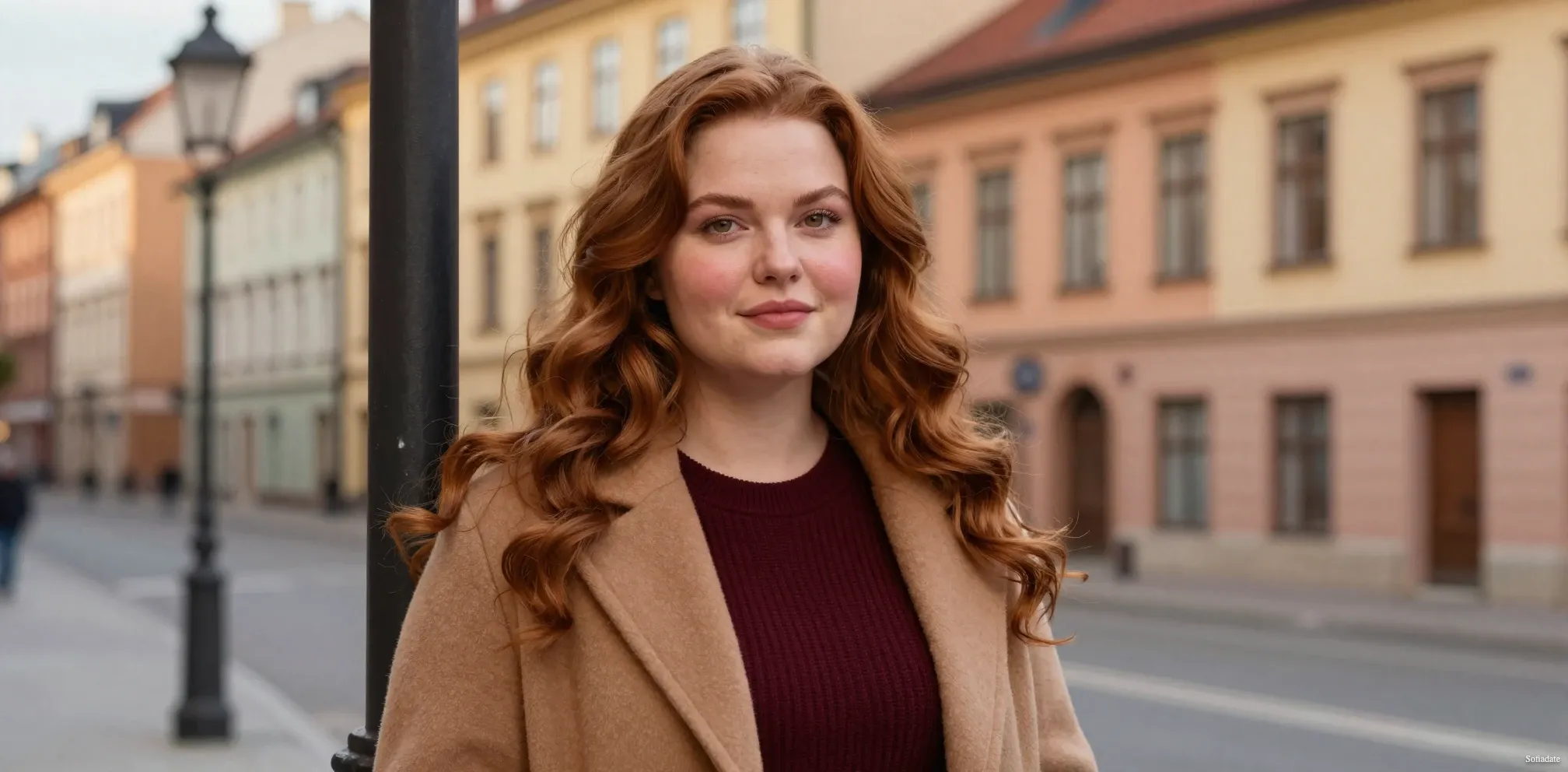 A beautiful woman in the city center