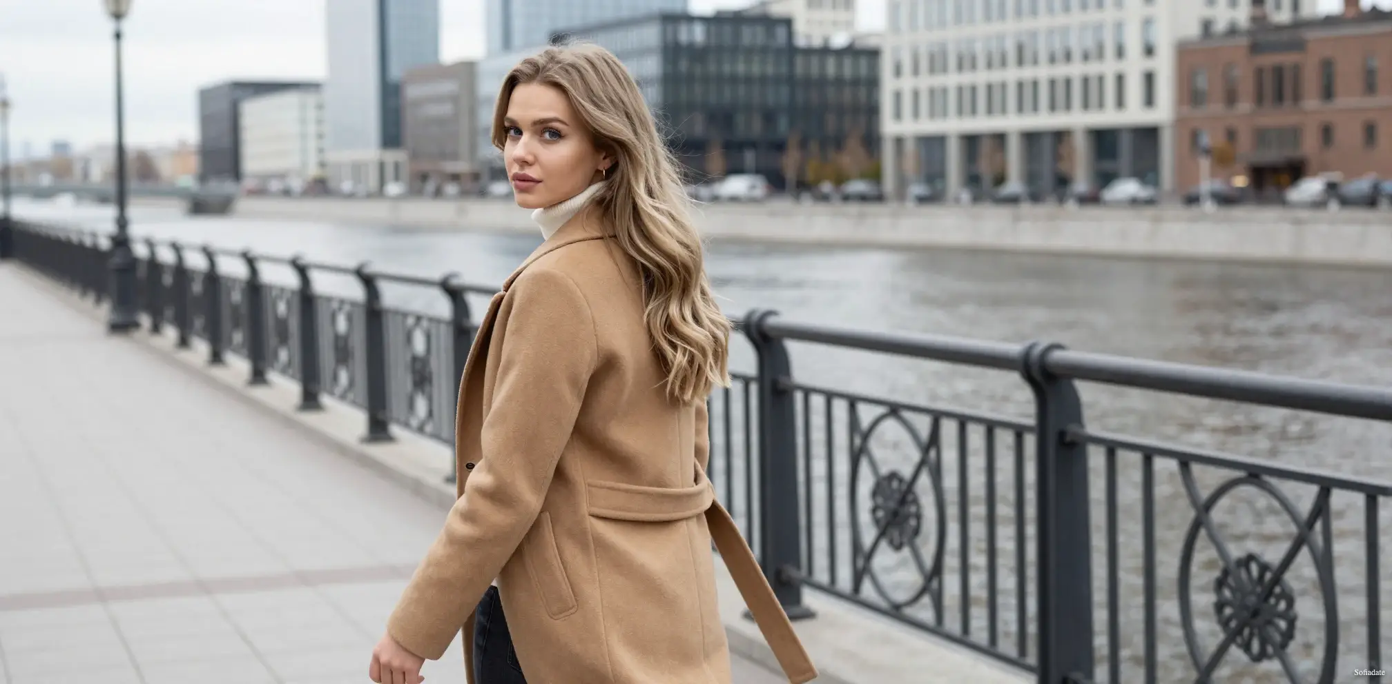 A beautiful girl on the waterfront