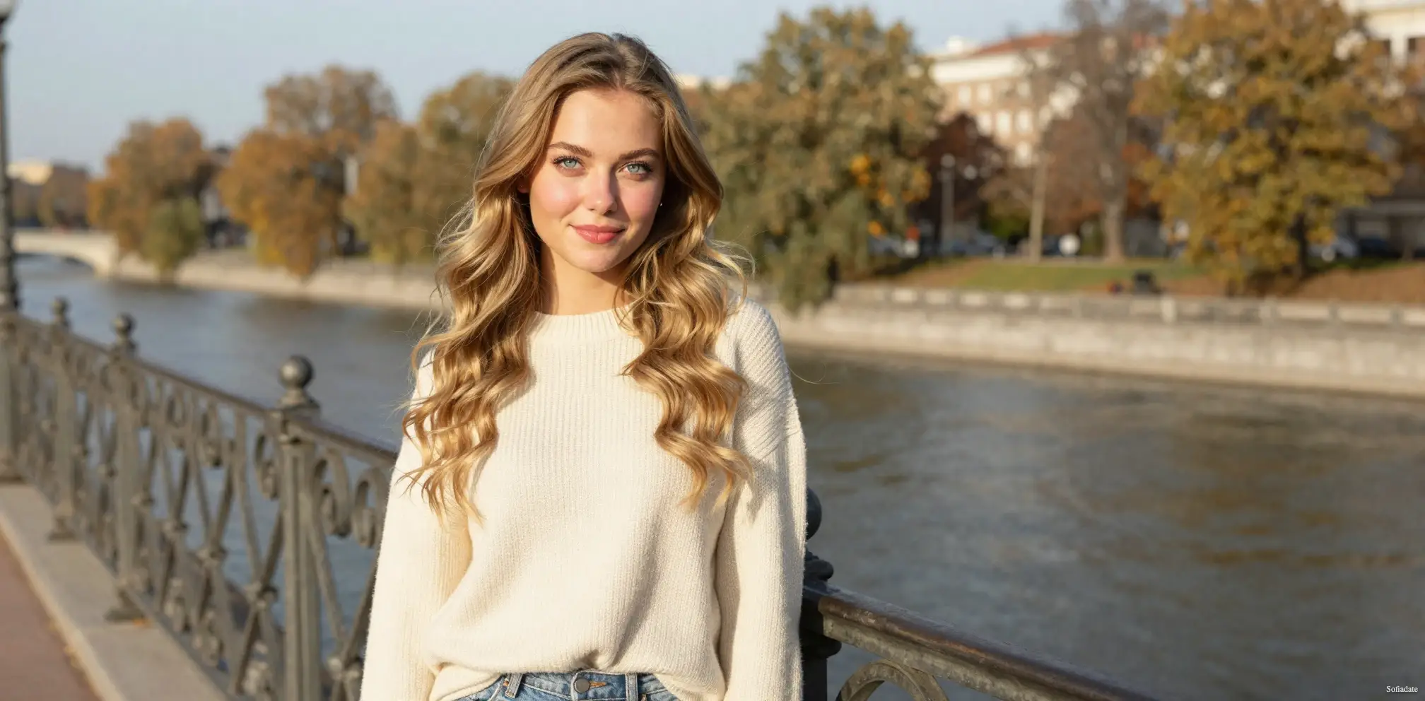 A beautiful woman on the bridge