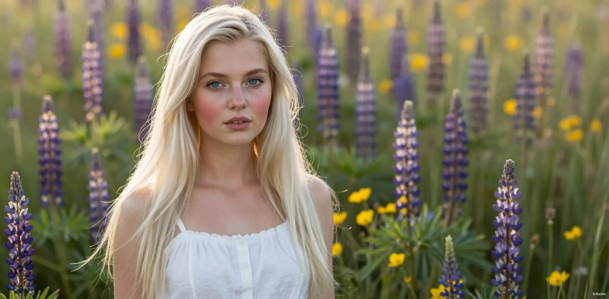 Attractive blonde in a field