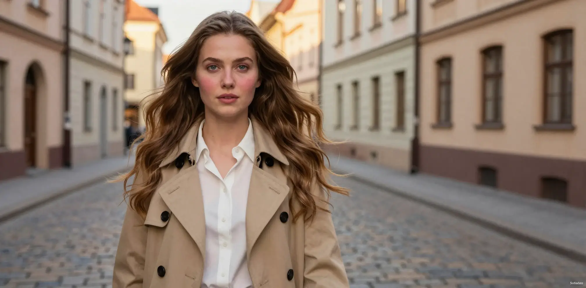A beautiful girl walking in the city