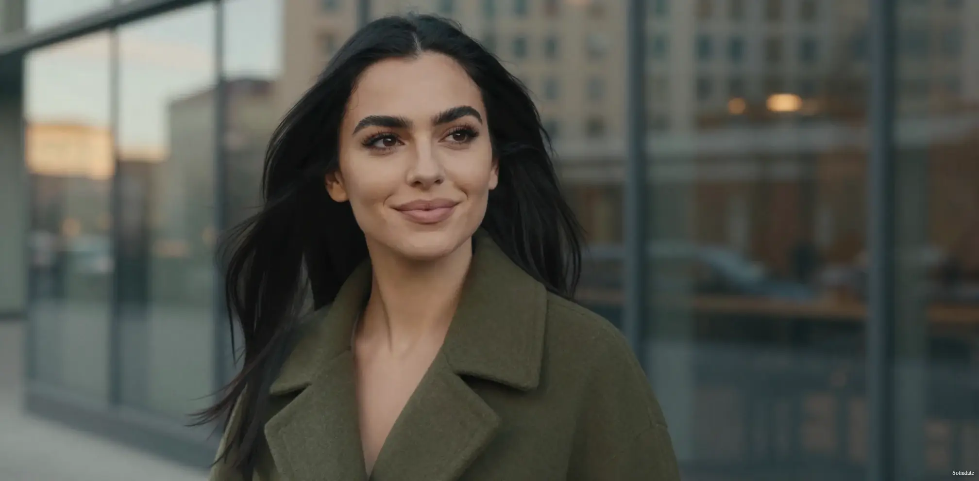 A beautiful girl in the city center