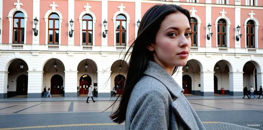 A beautiful girl in the city center