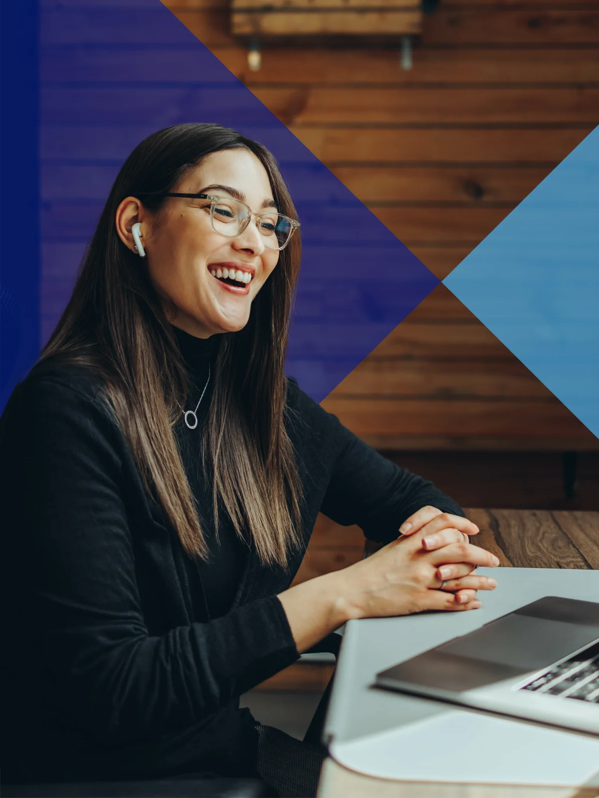 Woman on a virtual meeting at her desk
