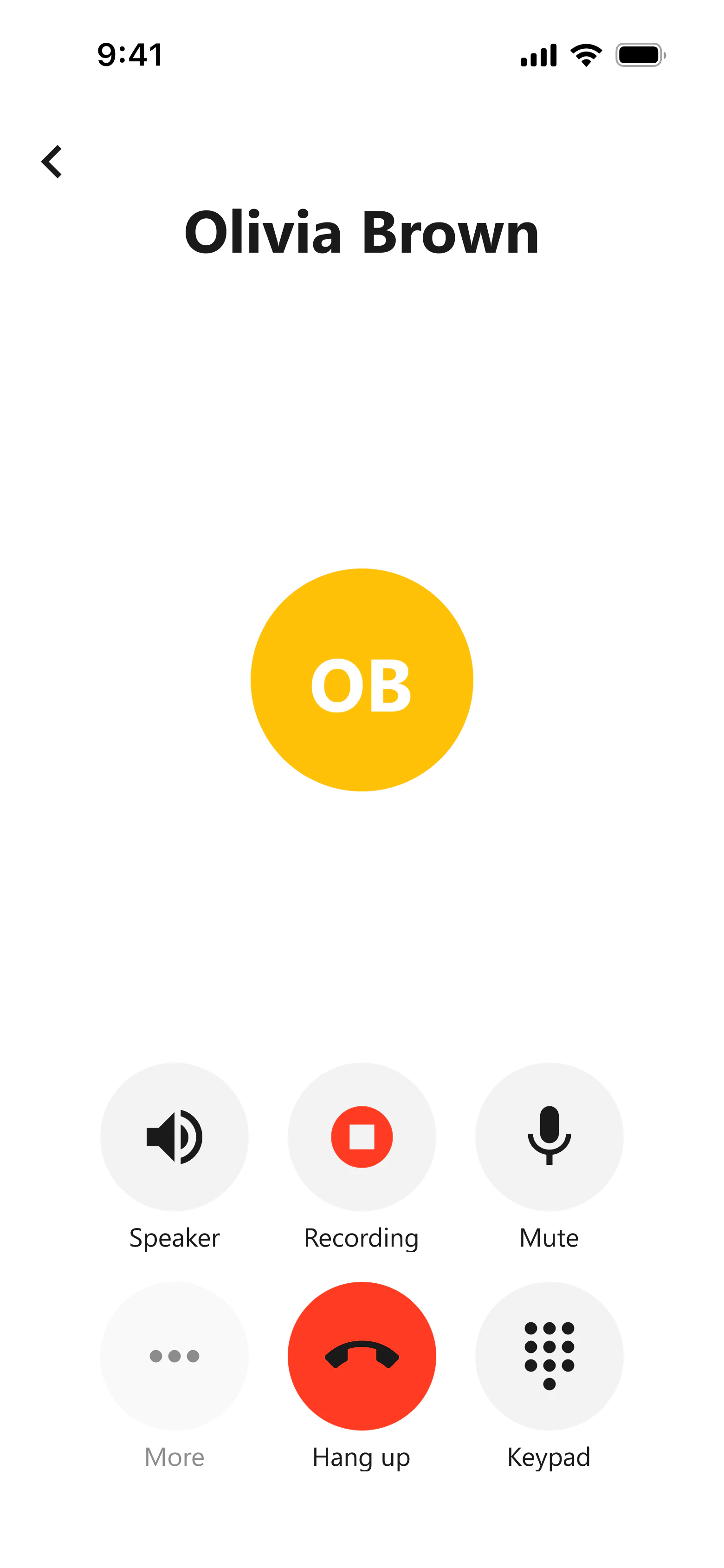 VoxNote ongoing call screen