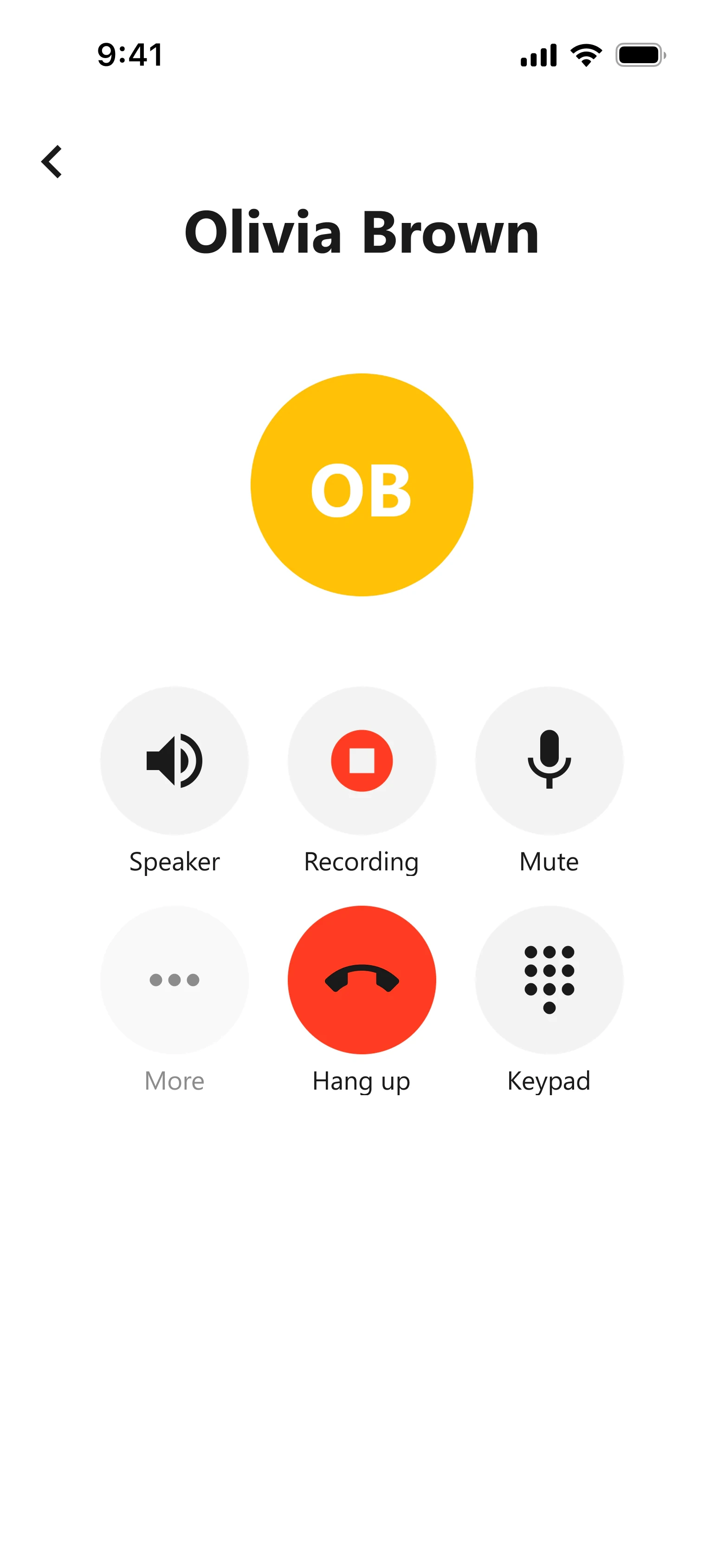 VoxNote ongoing call screen