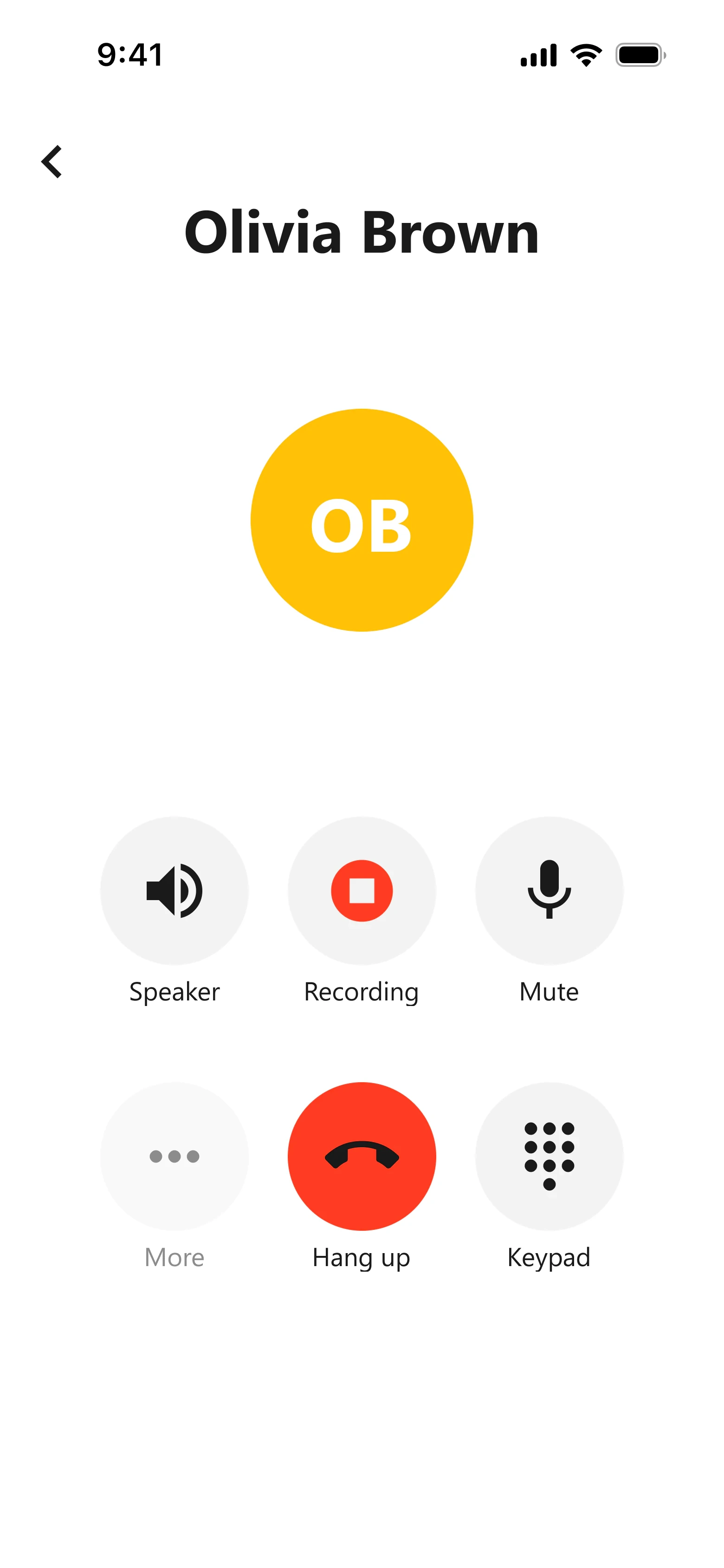 VoxNote ongoing call screen