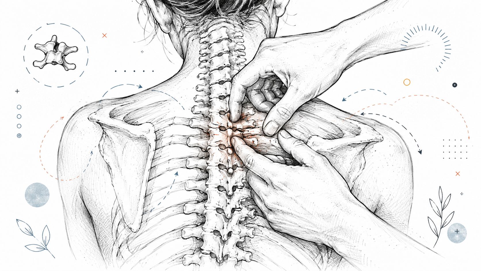 A professional therapist performing manual adjustment on a patient's thoracic spine to relieve back pain.