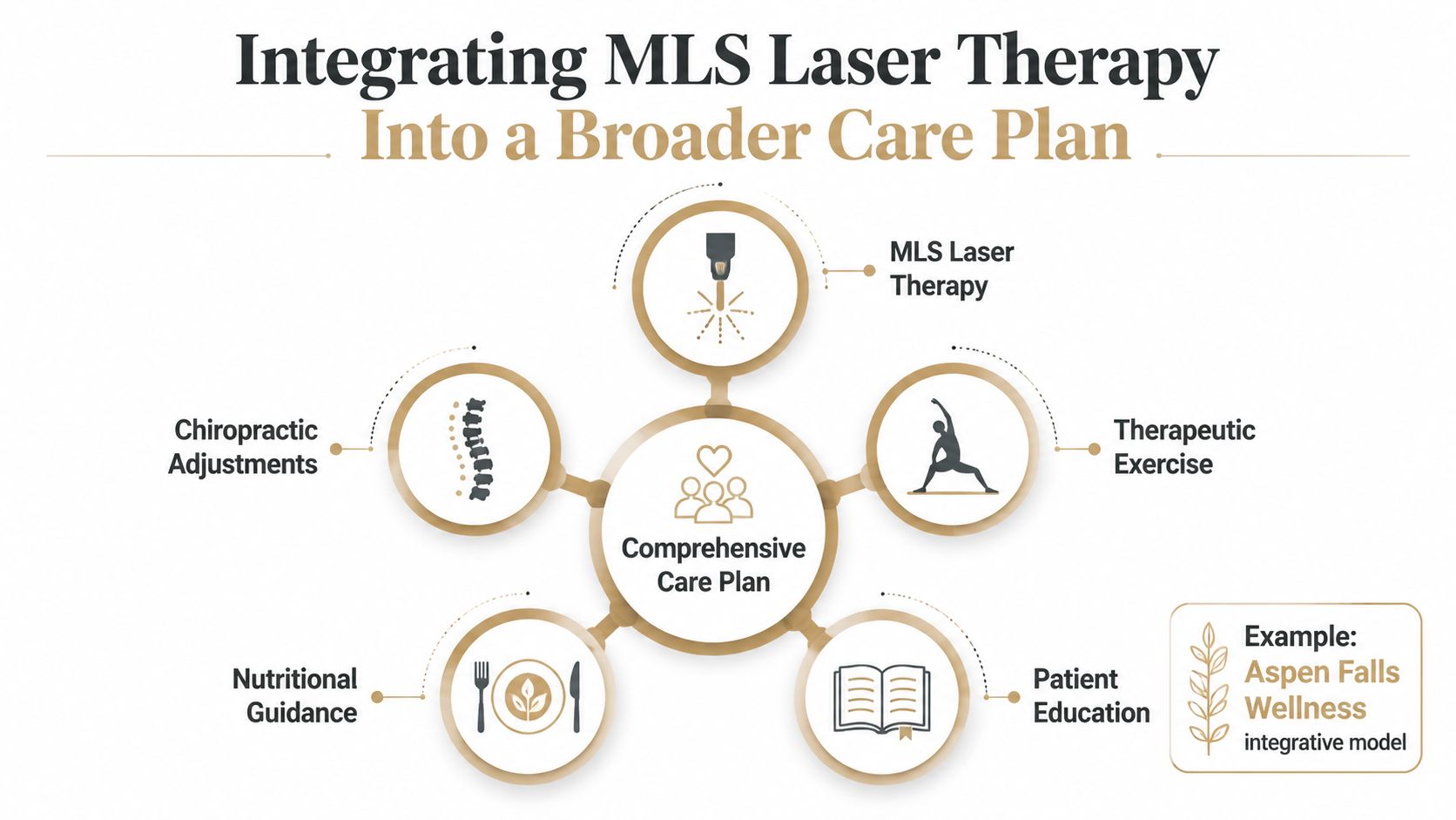 A diagram illustrating the integration of MLS Laser Therapy into a comprehensive holistic patient care plan.