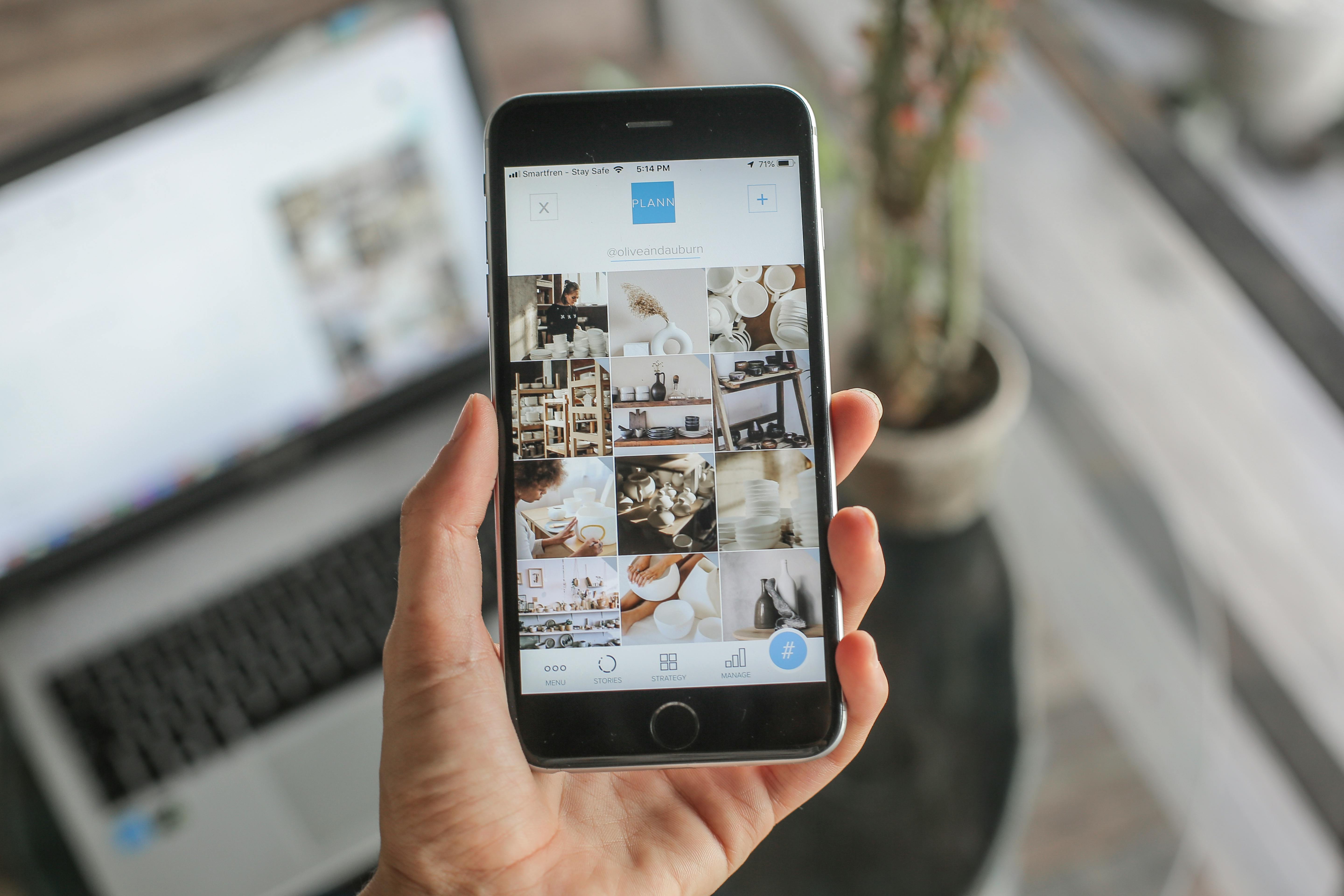 Phone screen showing a visual content strategy on Instagram, highlighting marketing ideas to boost rental bookings.