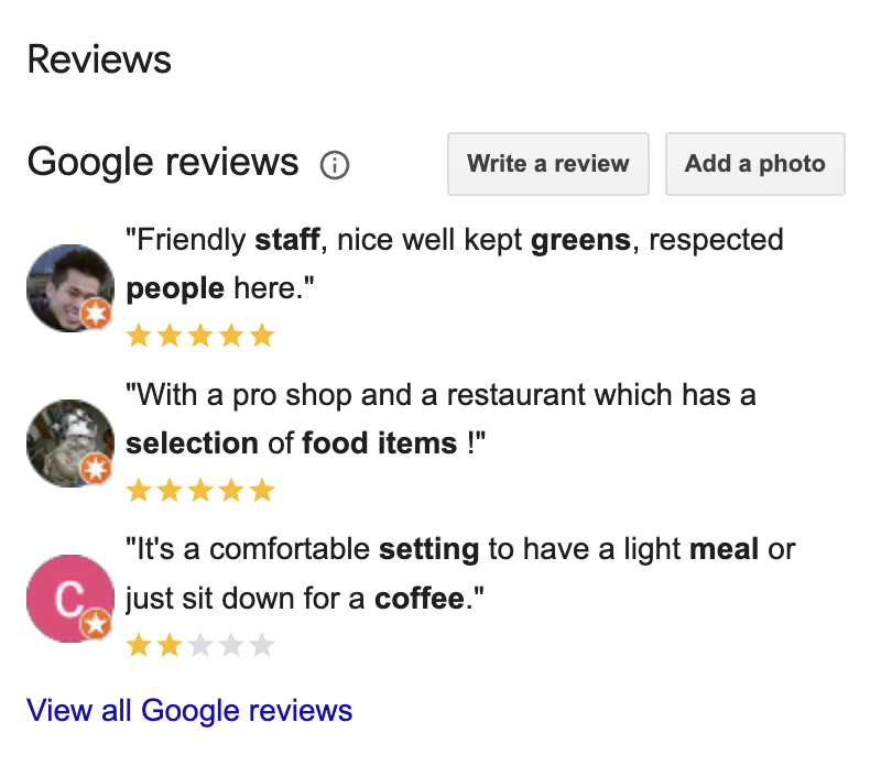 Google Reviews of Fraserview