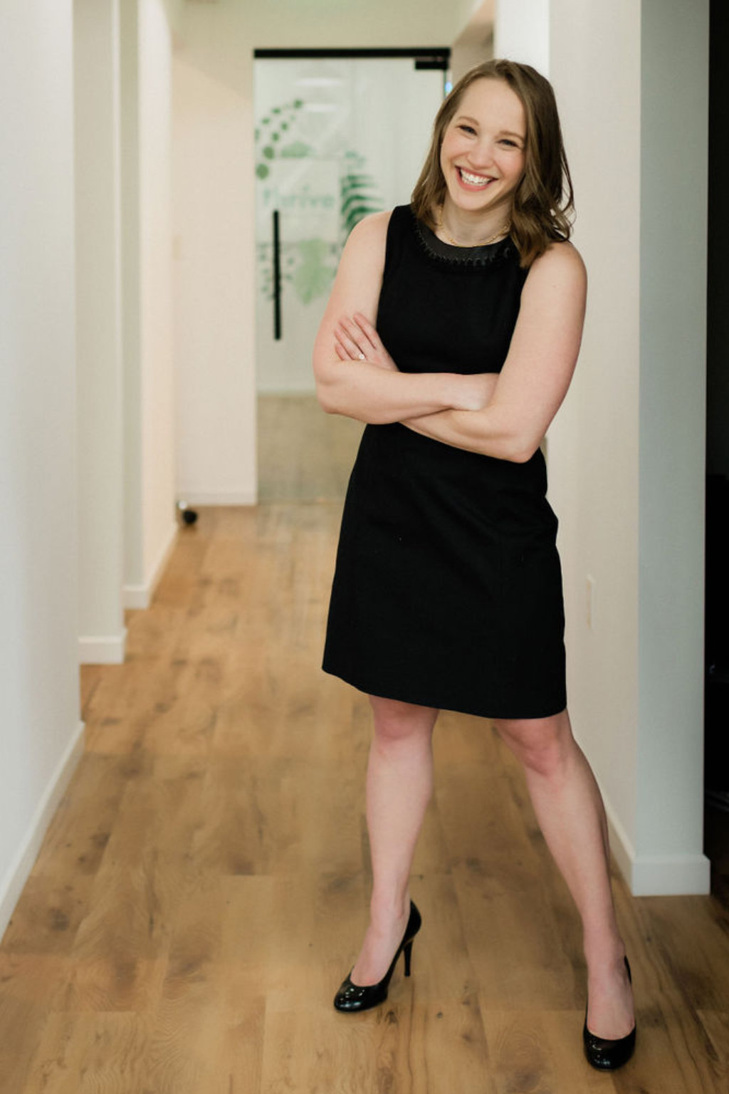 Photo of a smiling patient wearing headphones