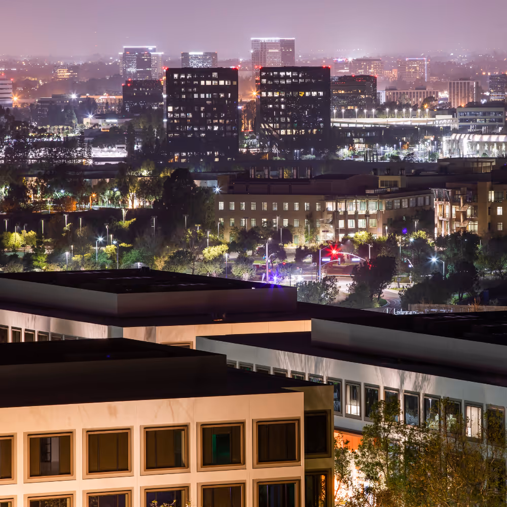 A view of a California city at night