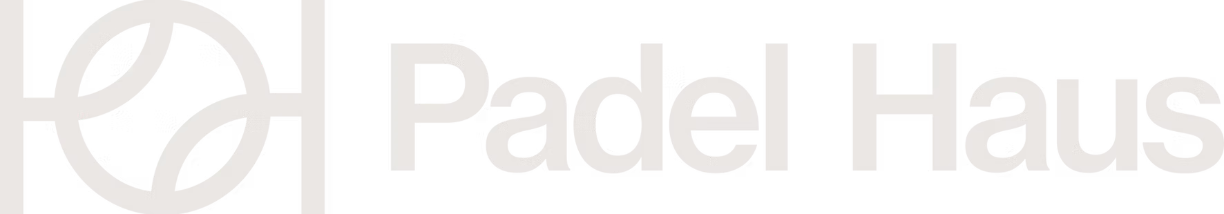 Padel Haus logo with stylized padel racket and ball icon inside a square.
