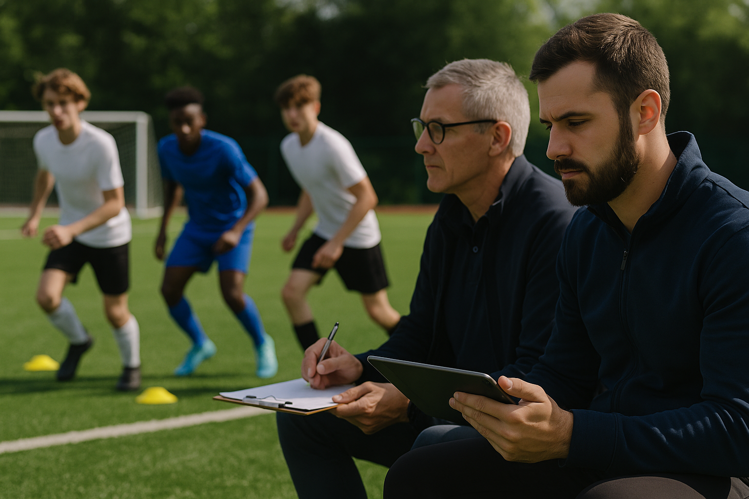  Select Generation scouts evaluating young soccer players on the field