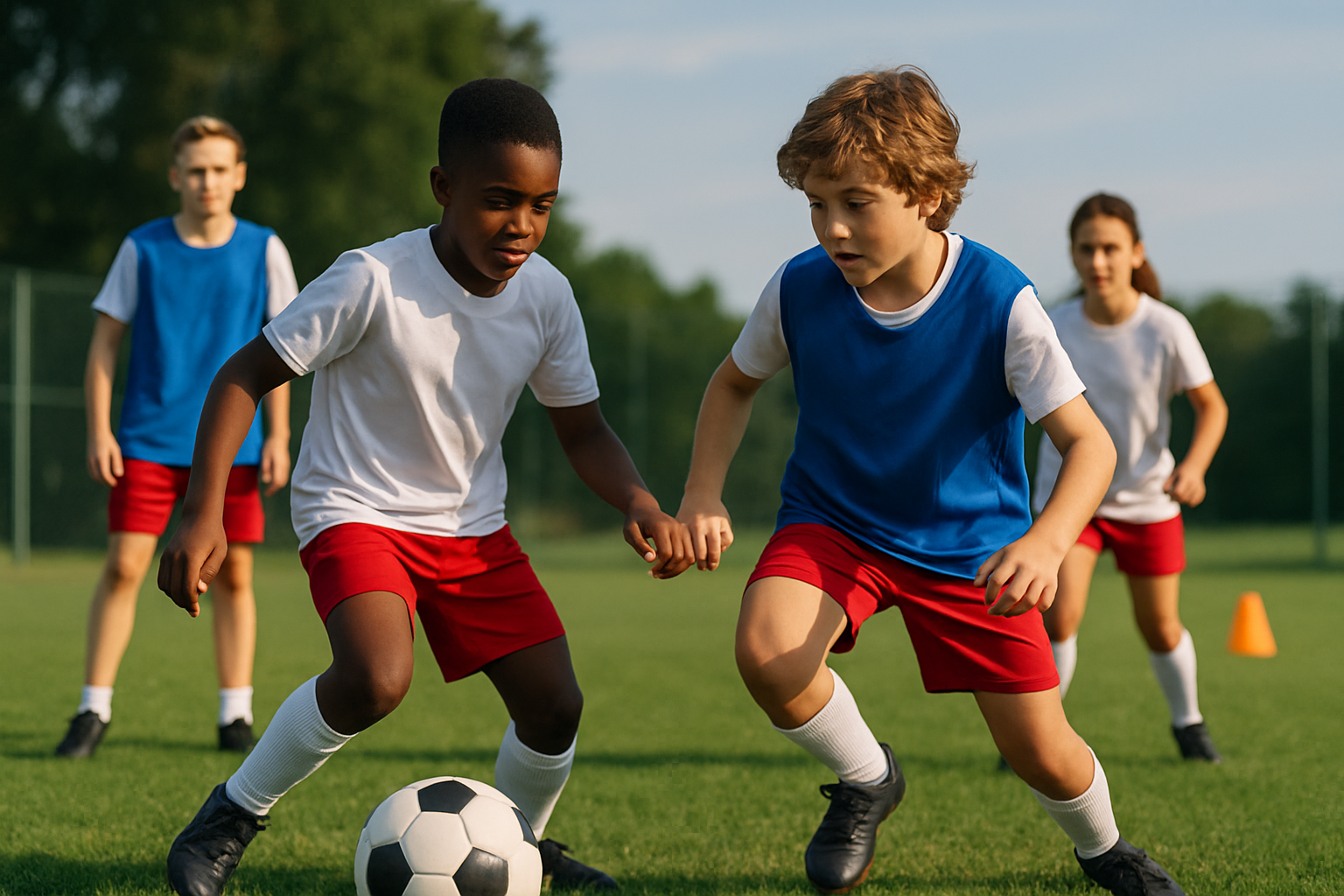  Young soccer players training during a talent identification session