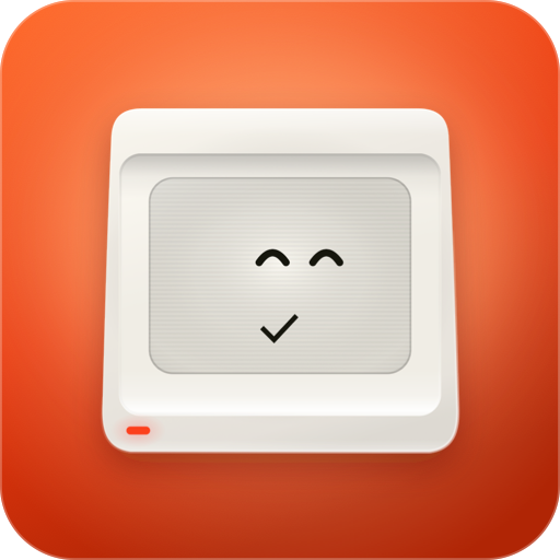 Milo, a small cream computer with a smiling face on its screen, on a dark rounded tile.