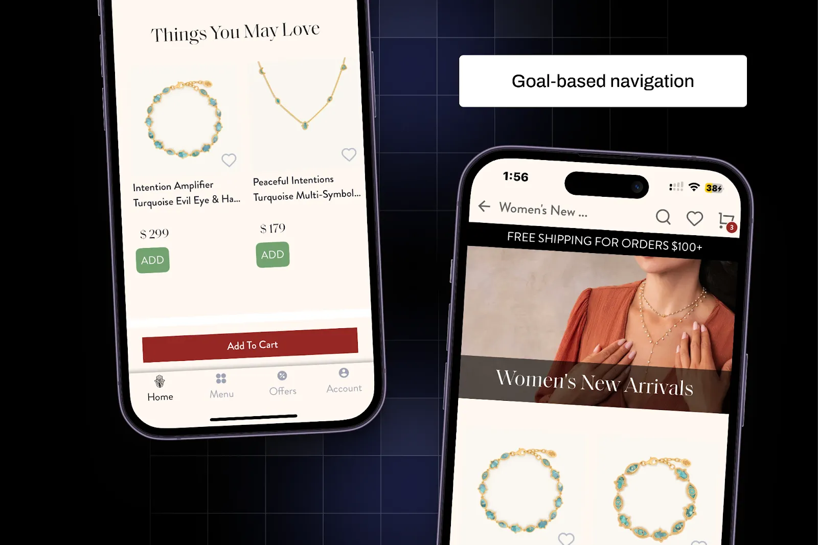 Karma and Luck app goal-based product category navigation