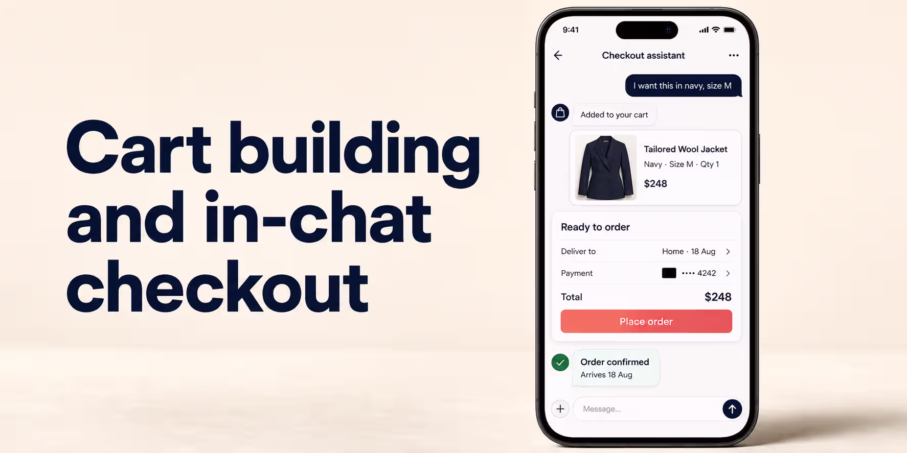 ai assistant for cart building and in-chat checkout