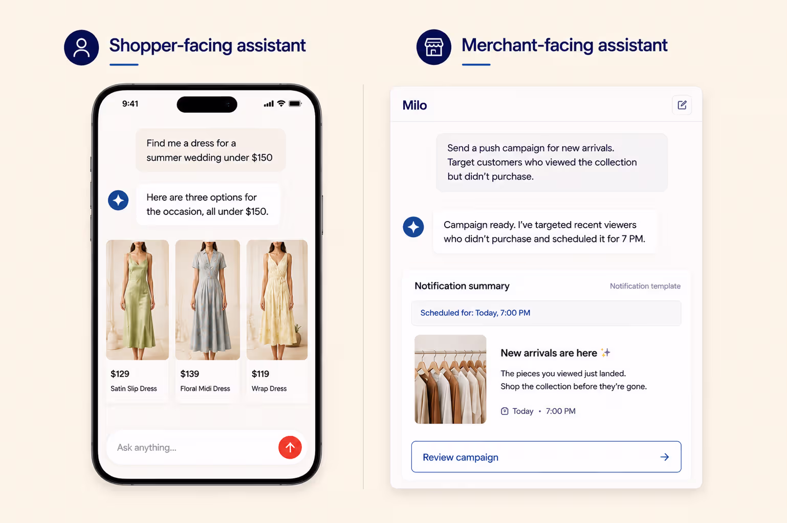 Shopper-facing vs merchant-facing AI shopping assistants
