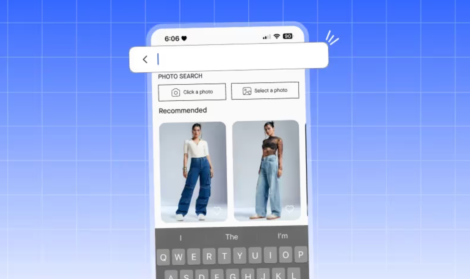 Mobile app visual search feature letting shoppers find products by photo with personalized recommendations.