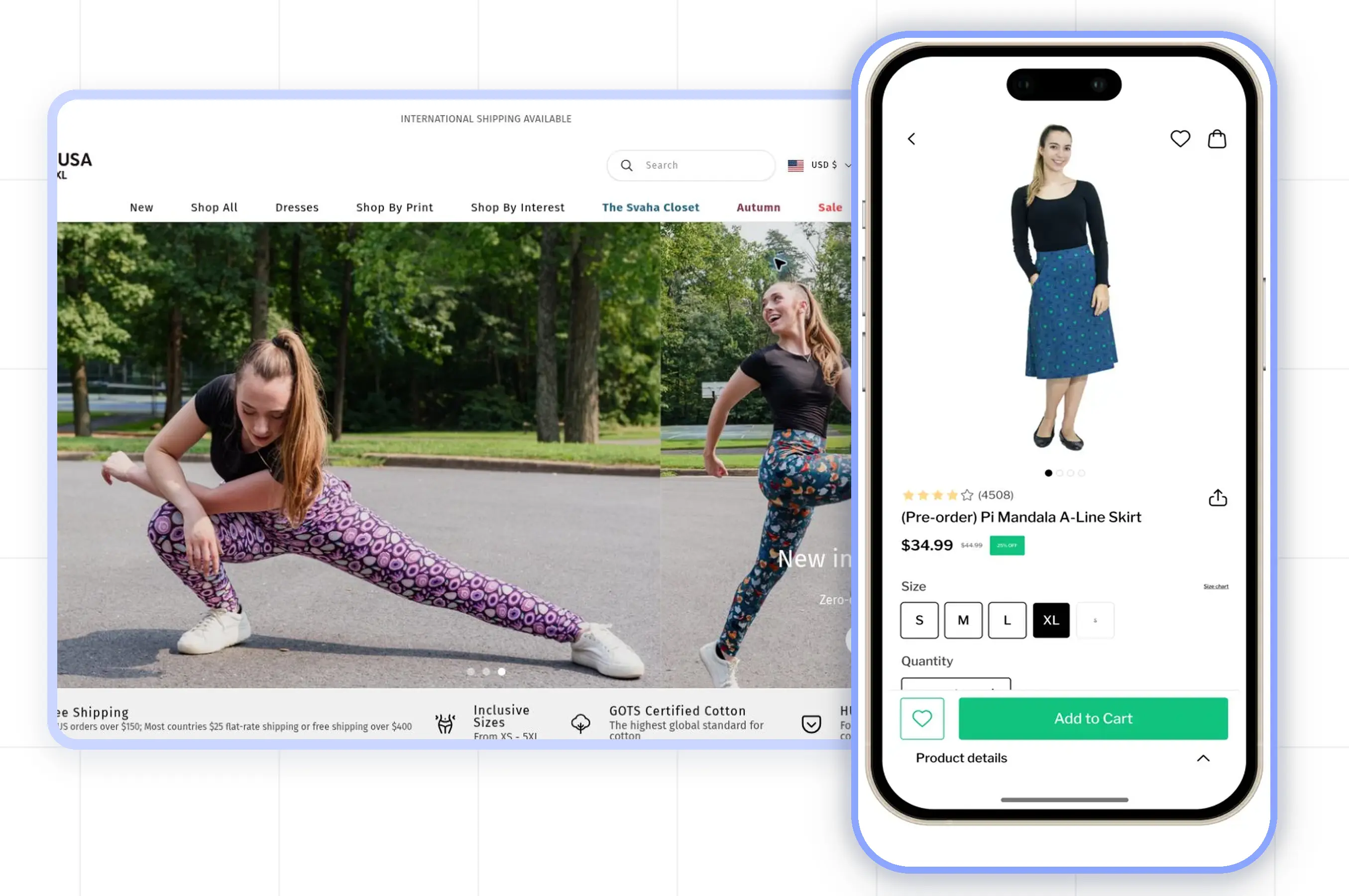 Svaha USA Shopify clothing store homepage