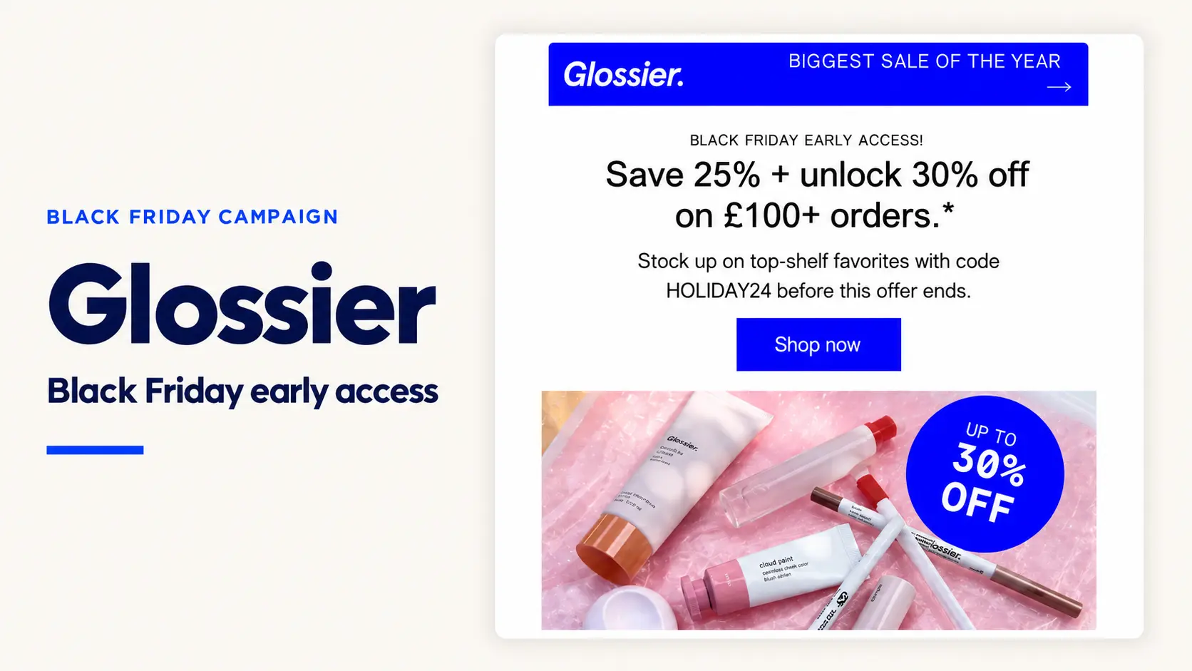 Glossier’s Pink Friday early-access campaign