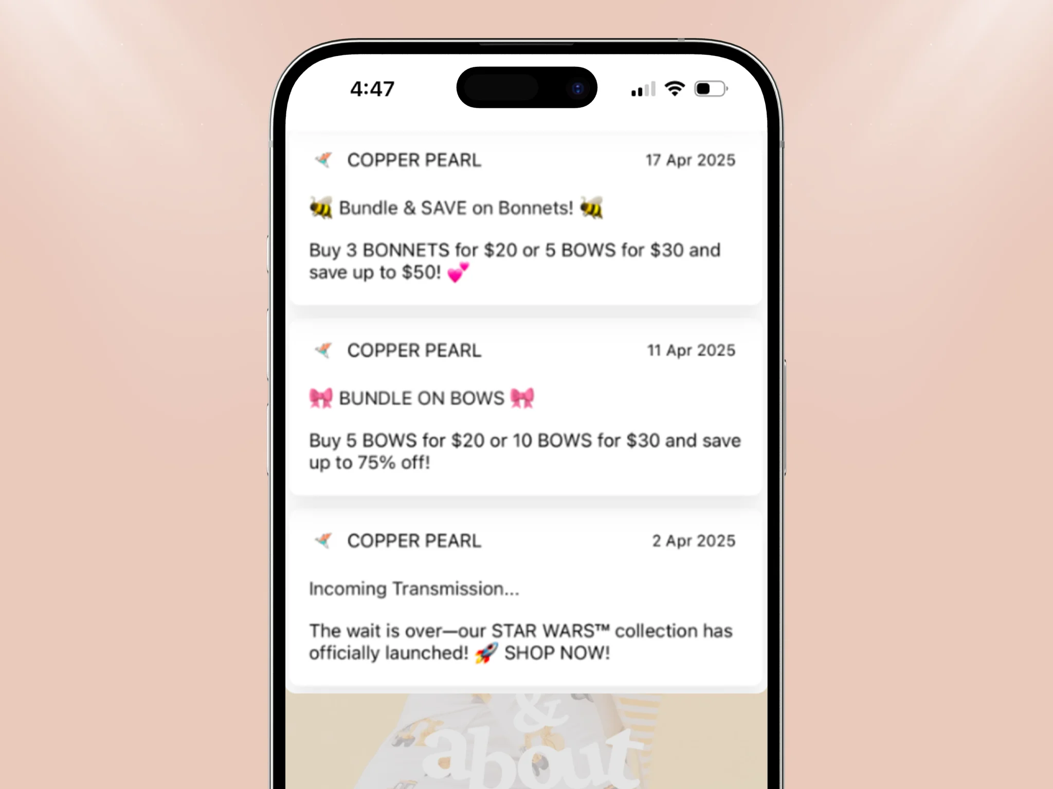 Copper Pearl mobile app free push notifications