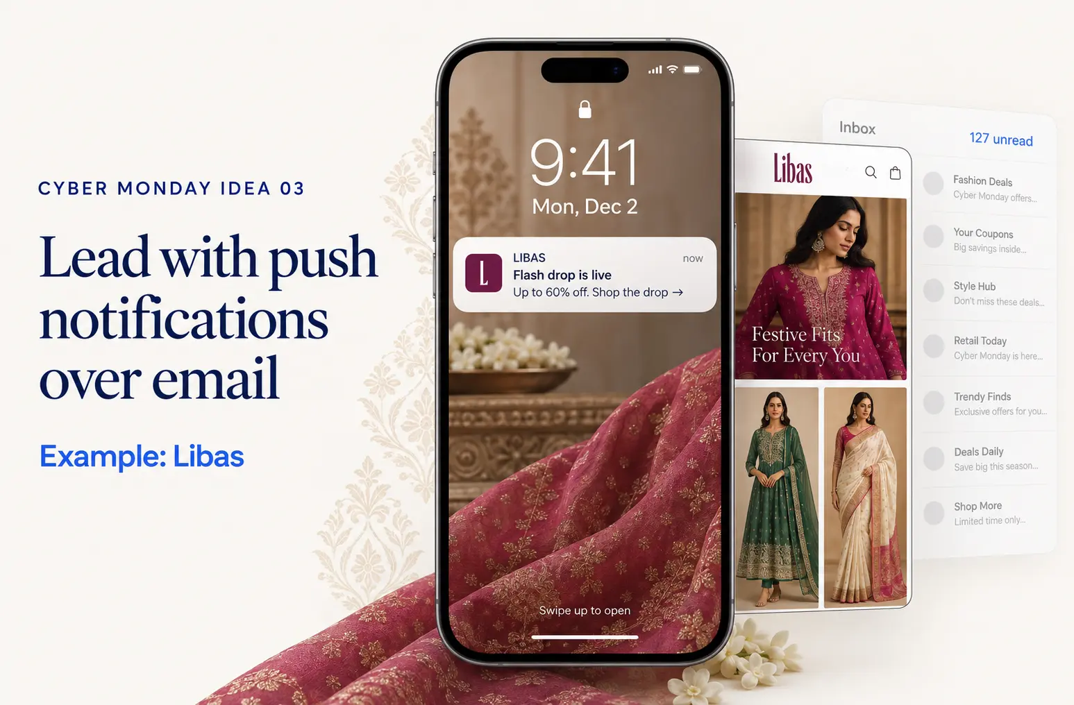 Cyber Monday marketing idea push notifaction Libas example