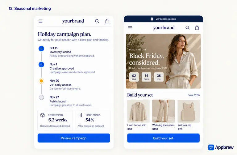 Seasonal marketing campaigns planned around key holidays.