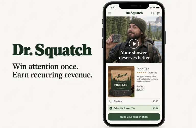 Dr. Squatch video leading to a subscription offer.