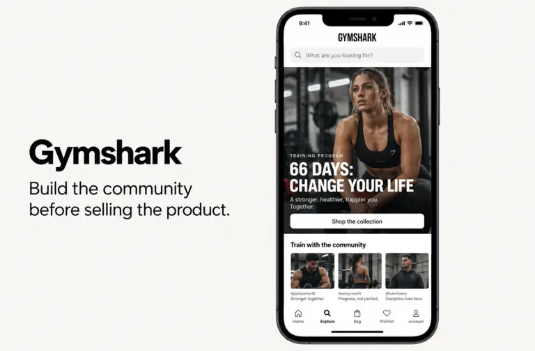 Gymshark app connecting fitness content with shopping.