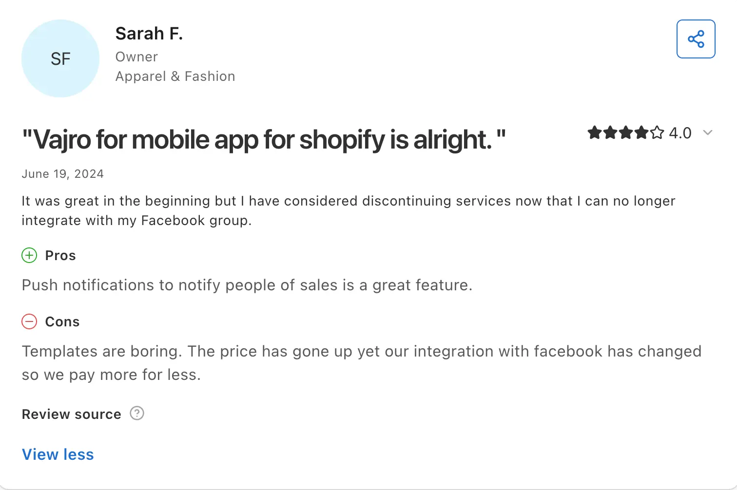 Superfans(vajro) shopify merchant review
