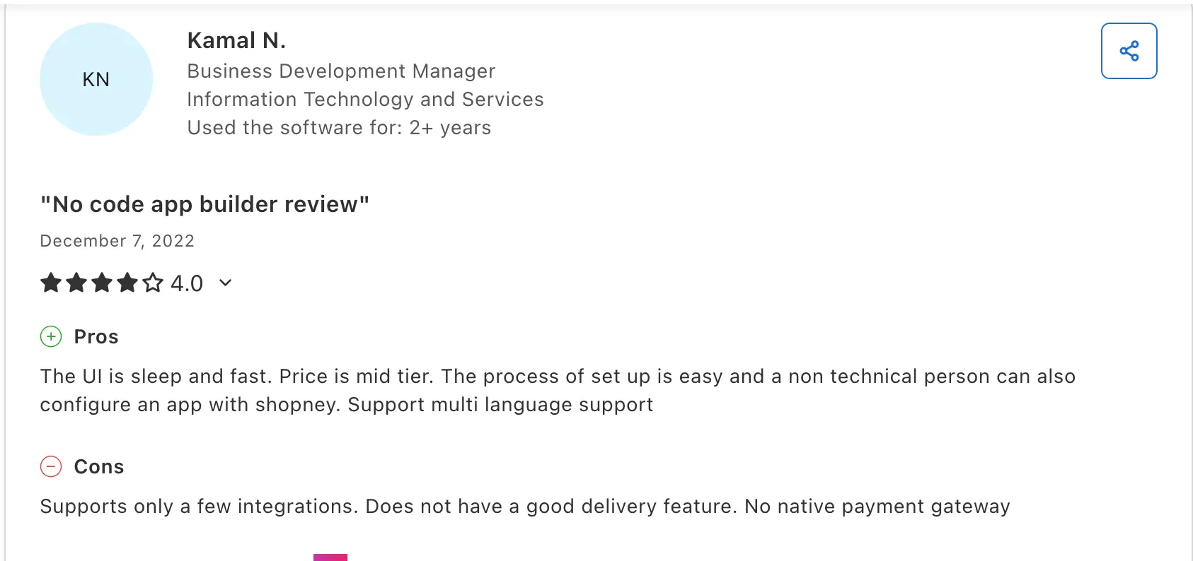 Sopney Shopify merchant review