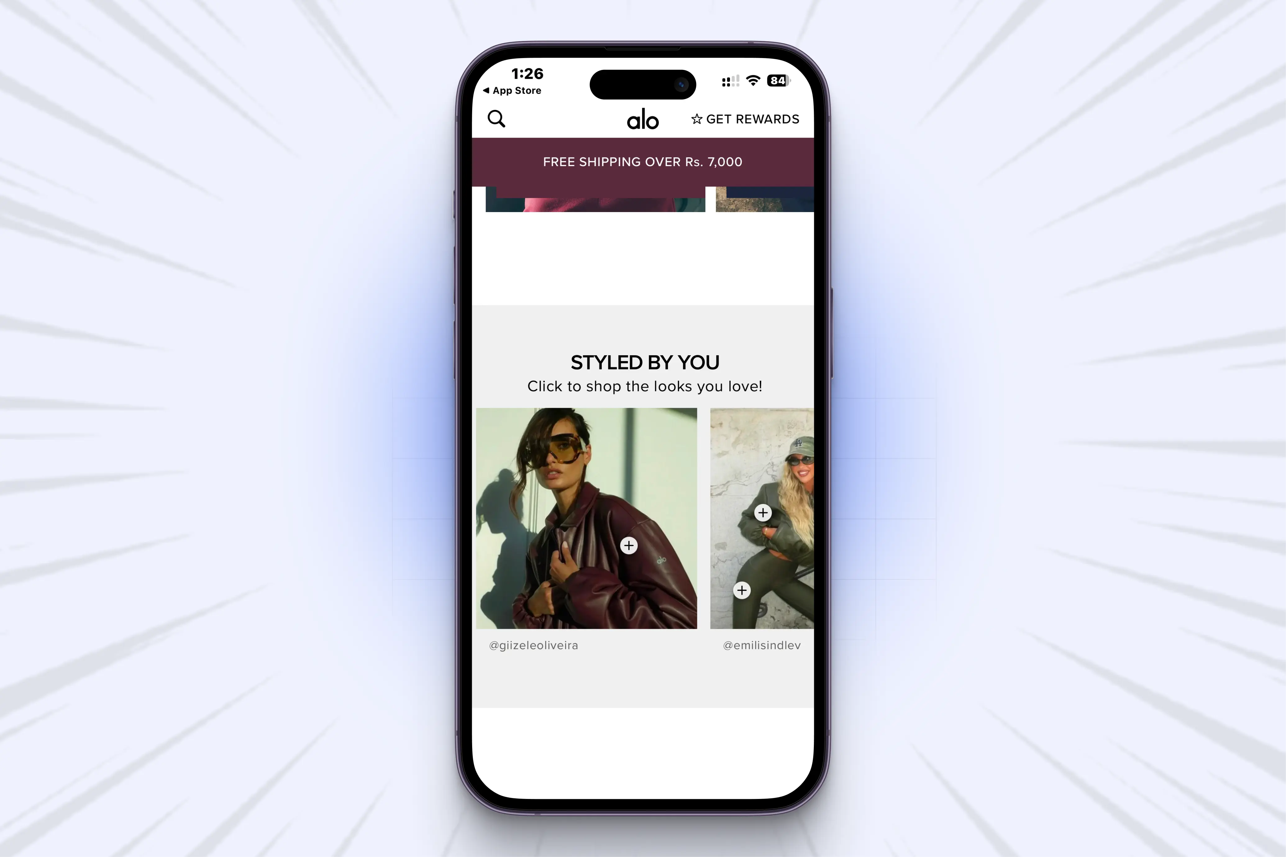 Shoppable "Styled By You" galleries, Alo yoga's app
