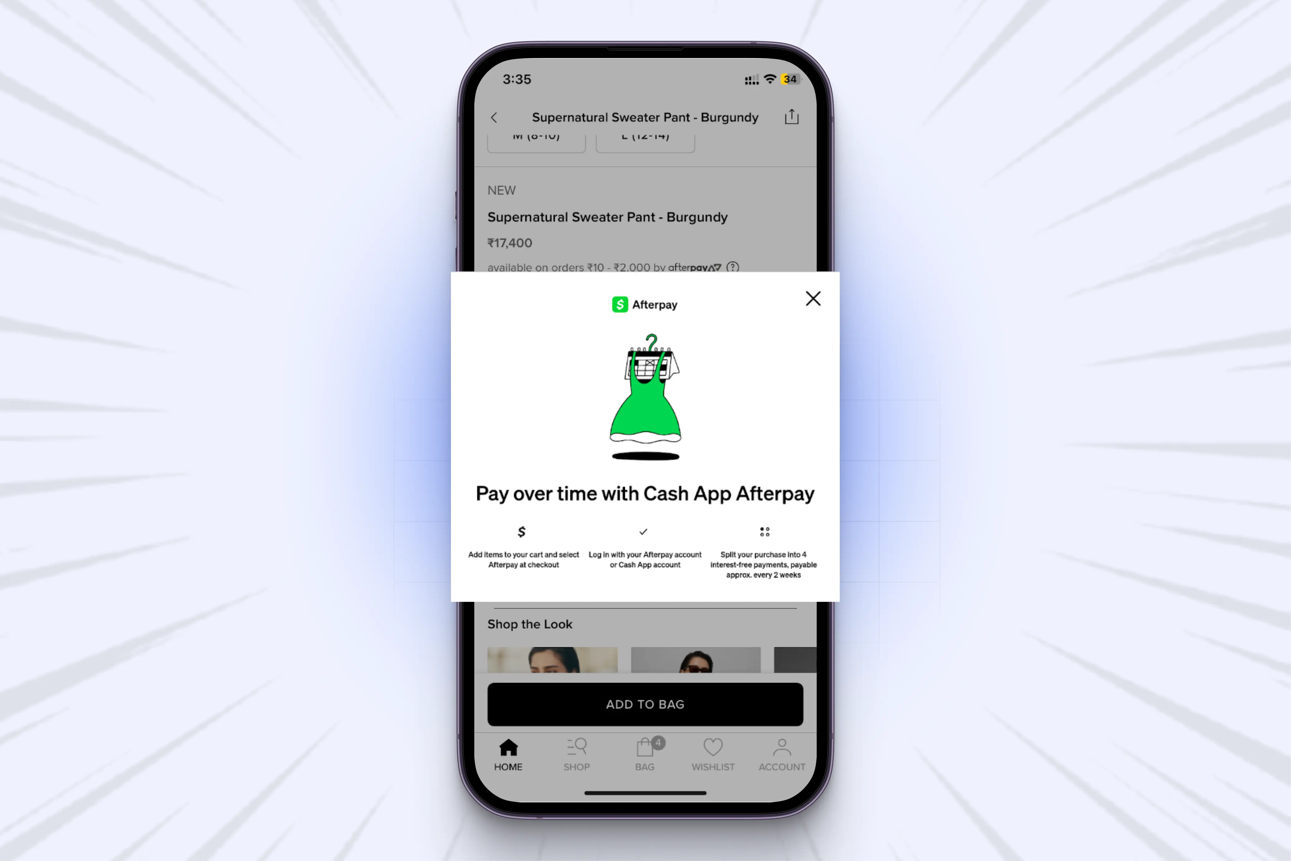 Frictionless checkout Alo Yoga's app