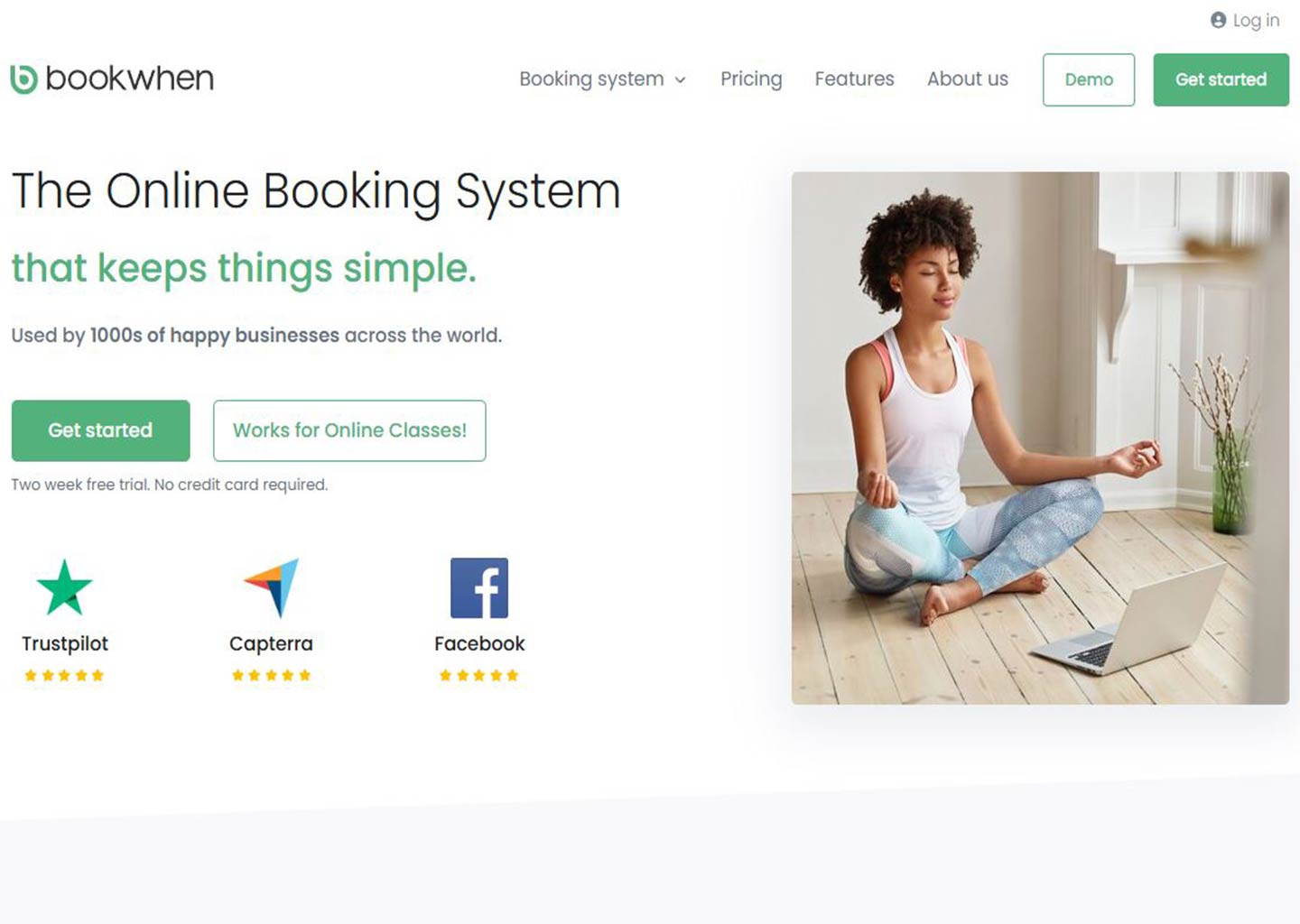 Home page of online booking software bookwhen.com